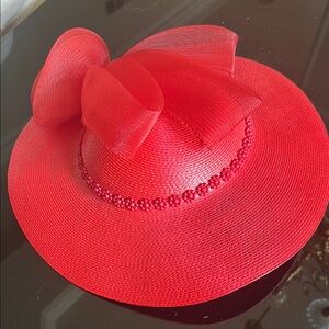 Elegant Red Women's Hat with Bow